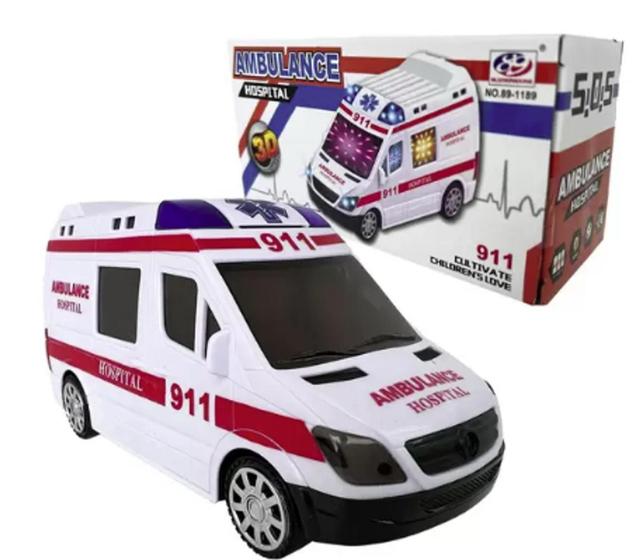 Imagem de Carrinho de Ambulância com Som e Luz brinquedo infantil menino