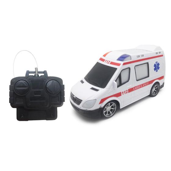 Imagem de Carrinho De Ambulância Controle Remoto Resgate Infantil Som