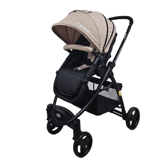 Carrinho de Bebe Passear Baby Júpiter 3 em 1 Preto e Caqui