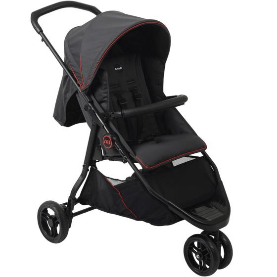 Carrinho de Bebe Burigotto Cr3 Cinza e Vermelho