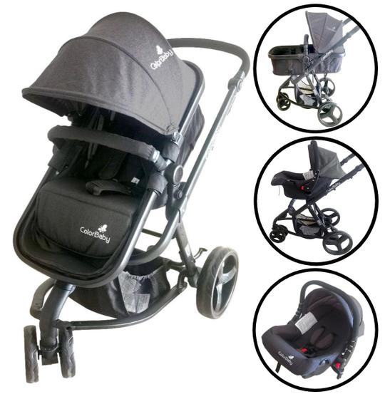 Carrinho de Bebe Colorbaby Bebê Conforto 3 em 1 Preto Carrinho de Bebe Colorbaby Bebê Conforto 3 em 1 Preto