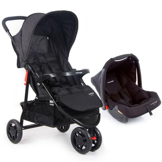 Imagem de Carrinho de Bebê 3 Rodas Voyage Delta Berço Passeio com Bebê Conforto Beta Travel System Reclinável Leve Compacto Dobrável Para Viagem 0 a 15 Kg Preto