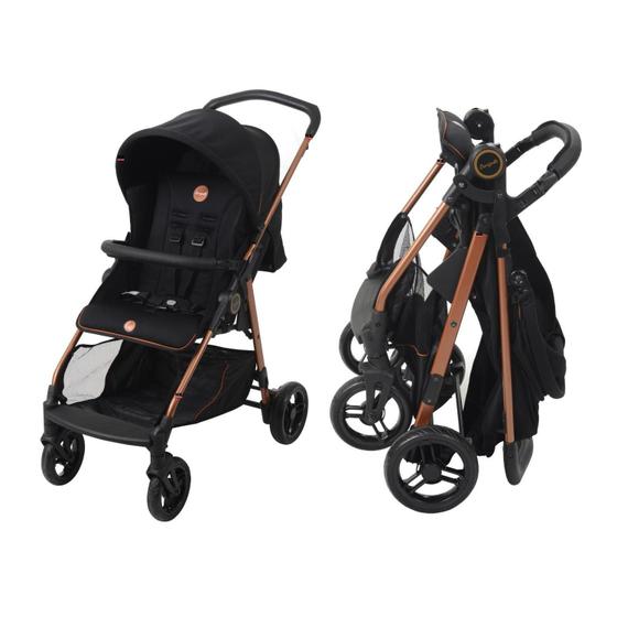 Carrinho de Bebe Burigotto Lui Preto e Cobre Carrinho de Bebe Burigotto Lui Preto e Cobre