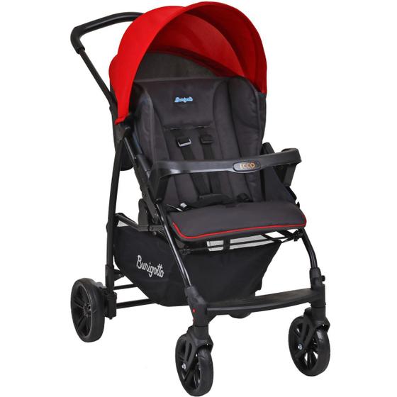 Carrinho de Bebe Burigotto Ecco Cinza e Vermelho