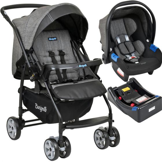 Carrinho de Bebe Burigotto Bebê Conforto Rio K Mesclado Preto