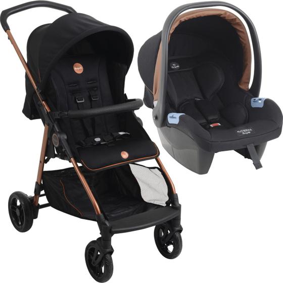 Imagem de Carrinho de Bebe com Bebe Conforto Burigotto Lui Preto Cobre