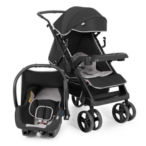 Imagem de Carrinho de Bebê com Bebê Conforto Joy 0 a 15kg Preto e Cinza Tutti Baby