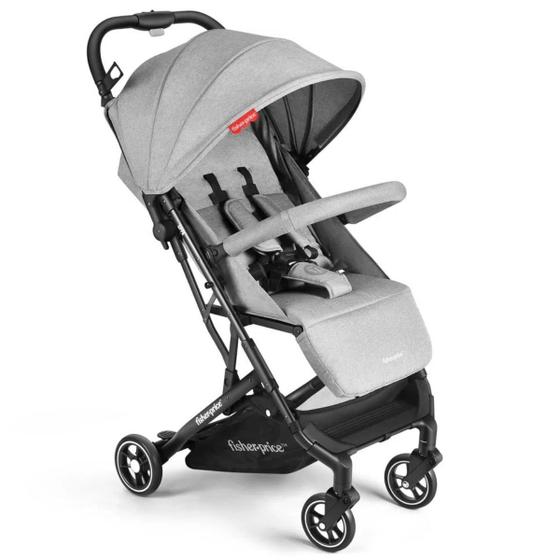 Imagem de Carrinho De Bebê Compacto Suporta Até 15Kg assento reclinável Cinto de 5 Pontos OPPA Cinza Fisher Price BB422