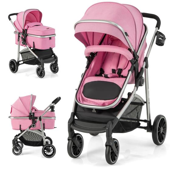 Imagem de Carrinho de Bebê Conversível BABY JOY High Landscape Rosa