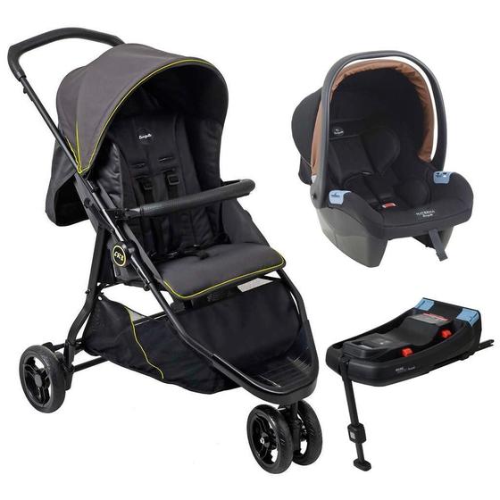 Imagem de Carrinho De Bebê Cr3 Gray Neon Bebê Conforto E Base Isofix