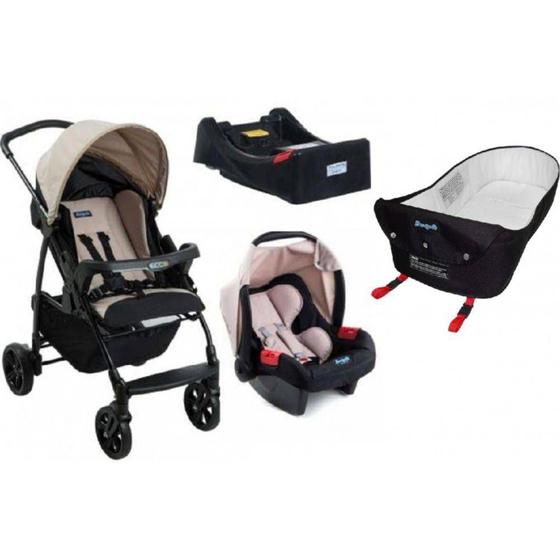 Imagem de Carrinho de Bebe Ecco com Bebe Conforto + Base e Ninho Pramette Cappuccino - Burigotto