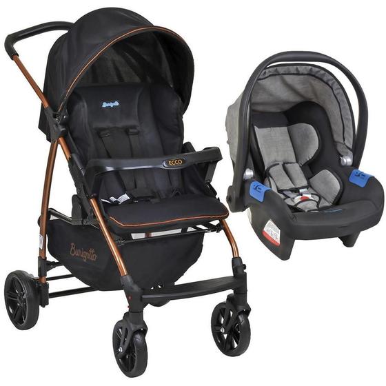 Imagem de Carrinho De Bebê Ecco Preto Cobre E Bebê Conforto Gray