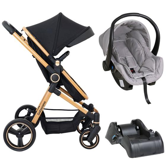Carrinho de Bebe Galzerano Bebê Conforto Ivy Preto e Dourado Carrinho de Bebe Galzerano Bebê Conforto Ivy Preto e Dourado