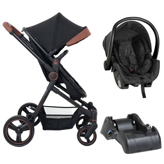 Carrinho de Bebe Galzerano Bebê Conforto Ivy Preto e Caramelo Carrinho de Bebe Galzerano Bebê Conforto Ivy Preto e Caramelo