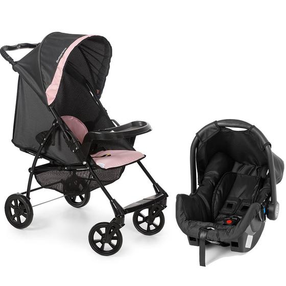 Imagem de Carrinho de Bebê Galzerano Romano Travel System Preto e Rosa 1036PTR