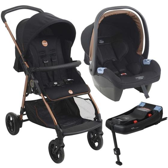 Imagem de Carrinho De Bebê Lui Bebê Conforto Preto Cobre E Base Isofix