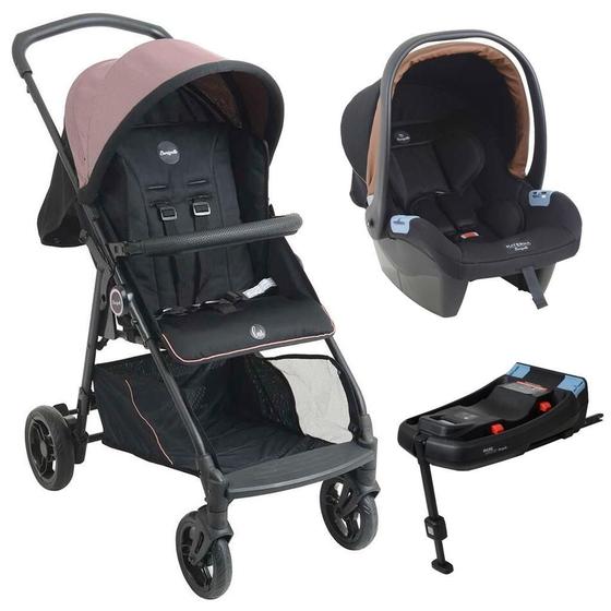 Imagem de Carrinho De Bebê Lui Rose Com Bebê Conforto E Base Isofix