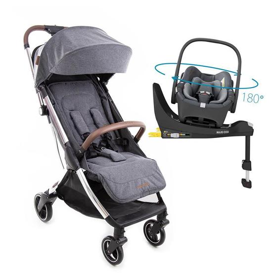 Carrinho de Bebe Maxi Cosi Bebê Conforto Eva Trio Luxe Twillic Isofix Cinza