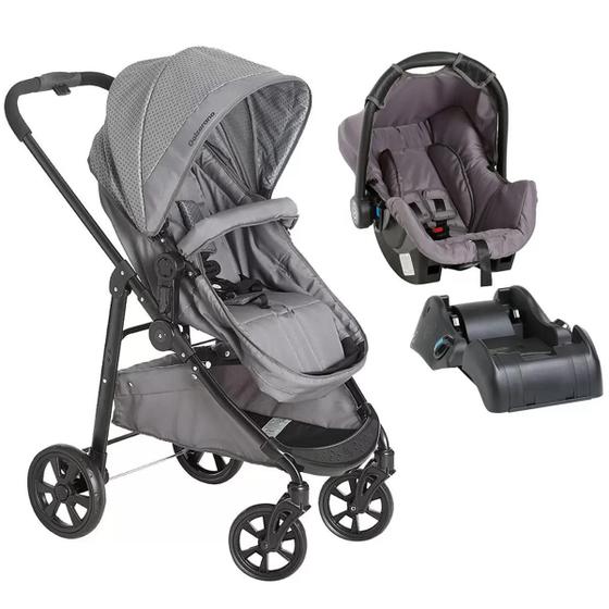 Carrinho de Bebê Moisés Olympus Cinza + Bebê Conforto Grid+Base - Galzerano Menor preço em Carrinho de Bebê Moisés Olympus Cinza + Bebê Conforto Grid+Base - Galzerano