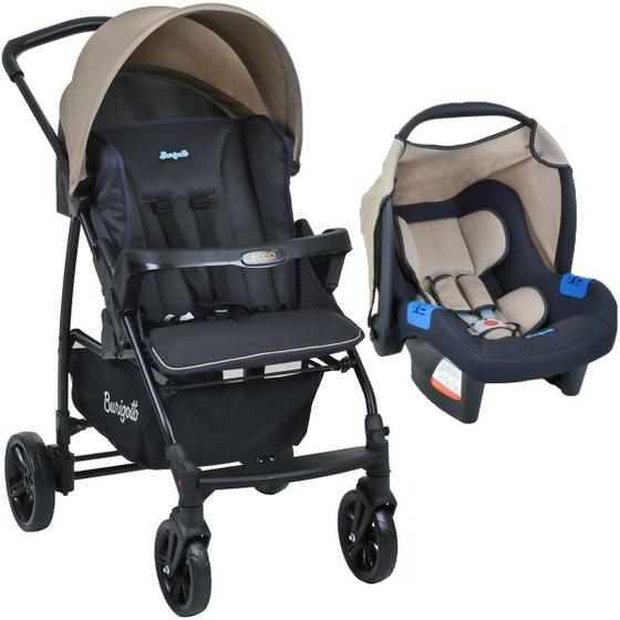 Carrinho de Bebe Burigotto Bebê Conforto Ecco Bege e Cinza Carrinho de Bebe Burigotto Bebê Conforto Ecco Bege e Cinza