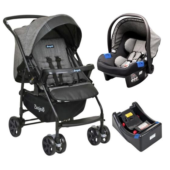 Carrinho de Bebe Burigotto Bebê Conforto Rio K Mesclado Cinza