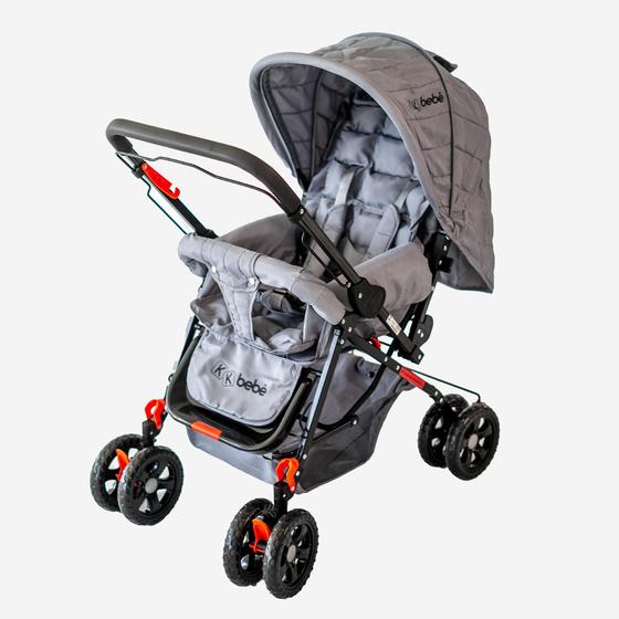 Imagem de Carrinho De Bebê Passeio Vira Berço Com Alça Frente E Trás Com Bolso e Porta Treco