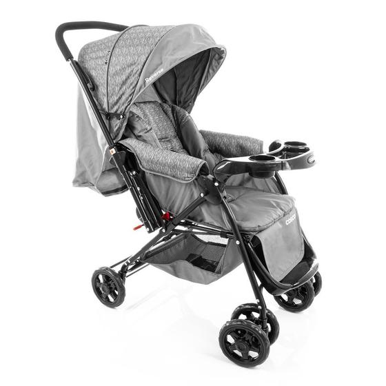 Carrinho de Bebe Cosco Reverse Rajado Cinza