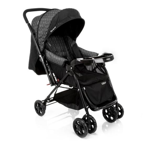 Carrinho de Bebe Cosco Reverse Rajado Preto Carrinho de Bebe Cosco Reverse Rajado Preto