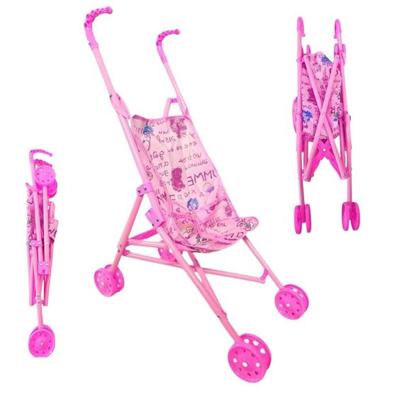 Imagem de Carrinho de Bebê Rosa de Brinquedo para Levar Boneca Passeio