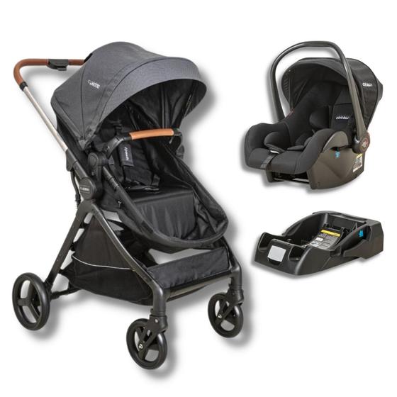 Imagem de Carrinho de bebe speedy + bebe conforto casulo click (415y) melange grafite + base- kiddo