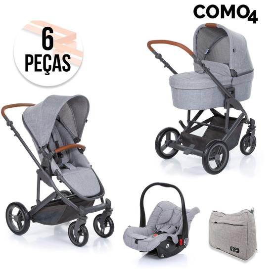 Carrinho de Bebe Abc Design Bebê Conforto + Moisés Como 4 Woven Cinza
