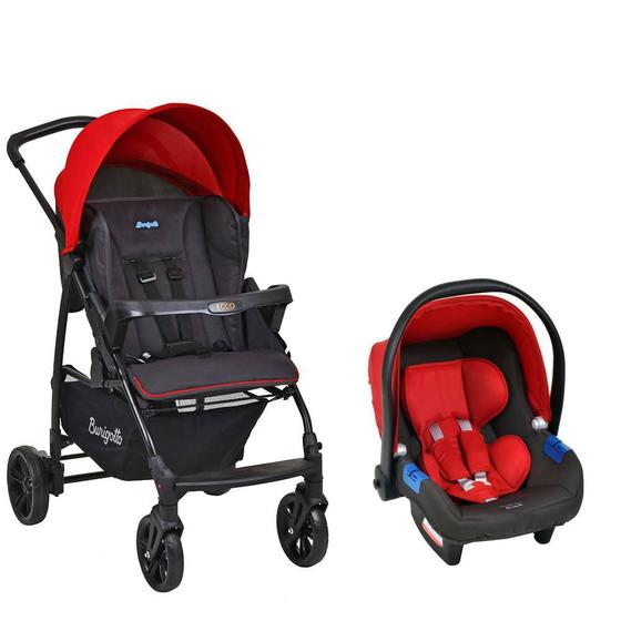 Carrinho de Bebe Burigotto Bebê Conforto Ecco Cinza e Vermelho Carrinho de Bebe Burigotto Bebê Conforto Ecco Cinza e Vermelho