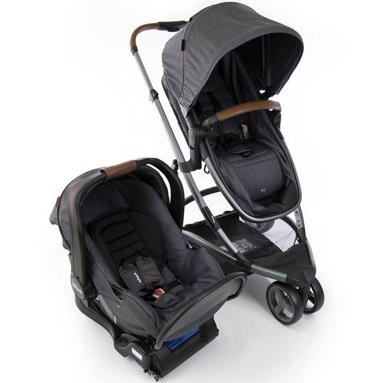 Carrinho de Bebe Infanti Bebê Conforto Trio Sky Vintage Cinza Carrinho de Bebe Infanti Bebê Conforto Trio Sky Vintage Cinza
