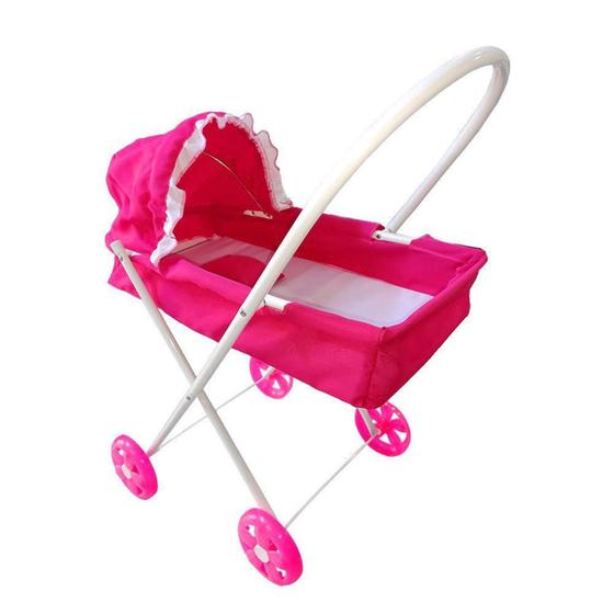 Imagem de Carrinho De Boneca e Bebê Reborn Rosa ou Azul Resistente Brinquedo Infantil Dobrável para Meninas