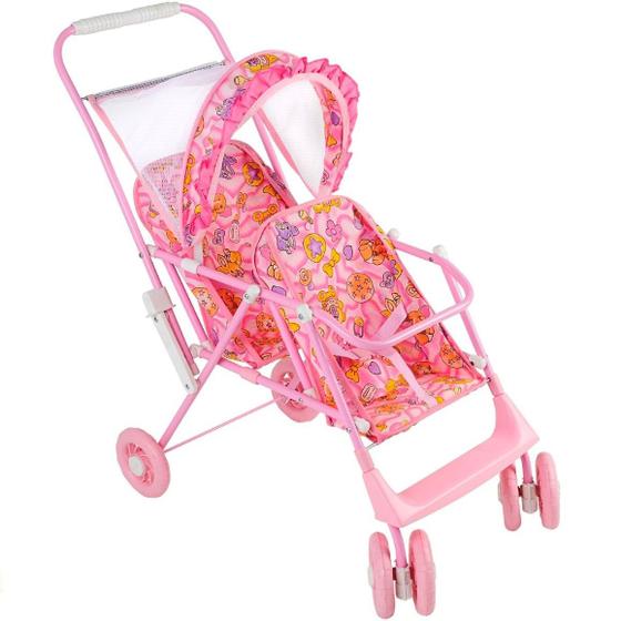 Carrinho De Boneca Gêmeas Dobrável Reborn Rosa - Mep Kids Menor preço em Carrinho De Boneca Gêmeas Dobrável Reborn Rosa - Mep Kids