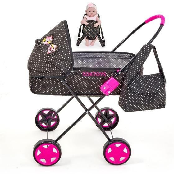 Imagem de Carrinho de Boneca Infantil Milan Xikitinha Alive Reborn Luxo com Canguru para boneca