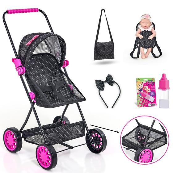Imagem de Carrinho De Boneca Veneza Baby Sag Menina  Bebê Reborn Alive com Acessórios