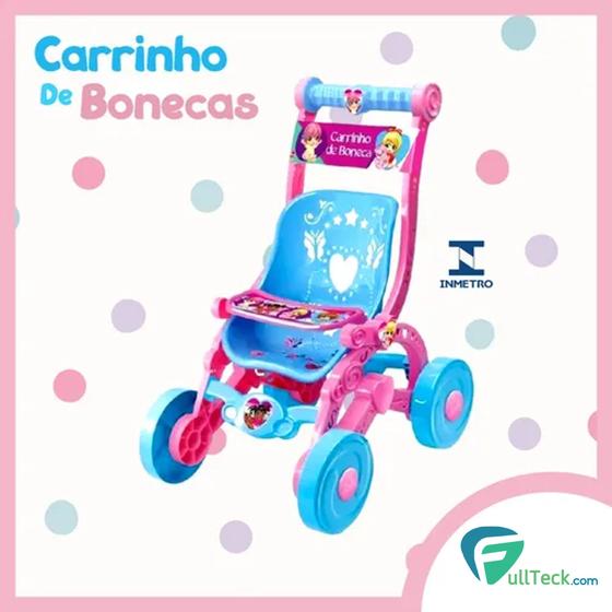 Imagem de Carrinho de Bonecas Infantil Rosa Passeio para Menina 60cm