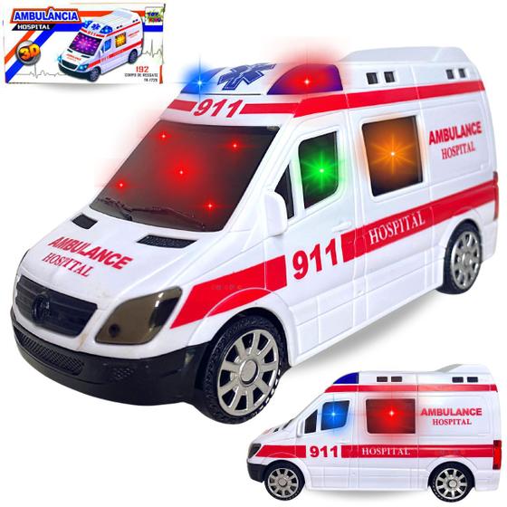 Carrinho De Brinquedo Ambulância Com Sirene Som Luz Resgate - Europio ...