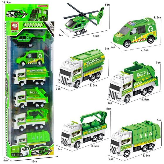 Imagem de Carrinho de Brinquedo Para Menino Construção Ou Militar Fricção Patrola Caçamba Helicóptero Caminhão Ambulancia