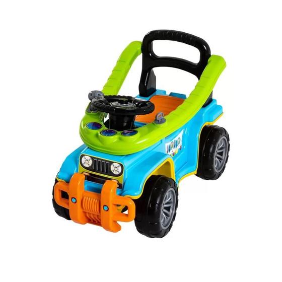 Imagem de Carrinho de Brinquedo Quadriciclo Infantil Jip Jip Com Empurrador Controle Apoio Pé Haste Articulada Completo