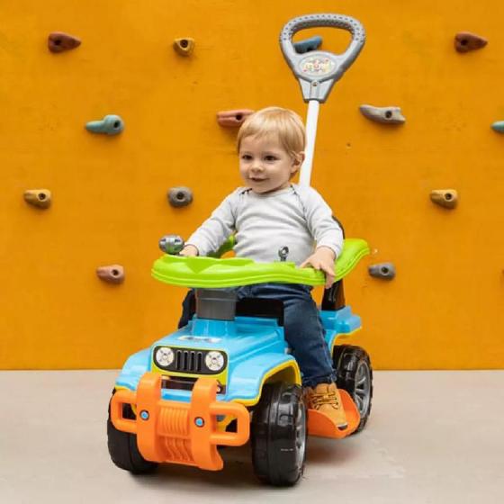 Imagem de Carrinho de Brinquedo Quadriciclo Infantil Jip Jip Com Haste Guia Pedal Com Empurrador Buzina Haste Articulada