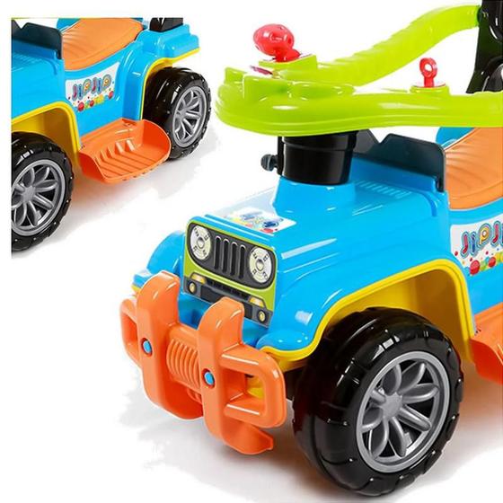 Imagem de Carrinho de Brinquedo Quadriciclo Infantil Jip Jip Com Haste Guia Veículo Motoca Anel Limitação Haste Articulada