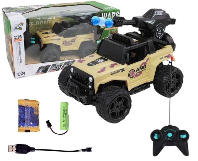 Imagem de Carrinho de Brinquedo Recarregável Com Controle Remoto Atira Bolinhas de Gel