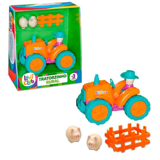 Imagem de Carrinho de Brinquedo Tratorzinho Rural Laranja Ludi Club Infantil