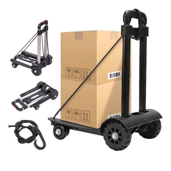 Carrinho de Carga e Feira Dobrável Até 50kg Abs Alumínio Multiuso D134