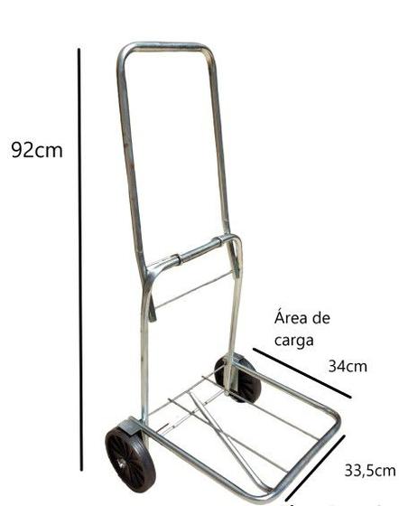 Imagem de Carrinho de carga ferro carrega 30Kg botijão feira dobrável