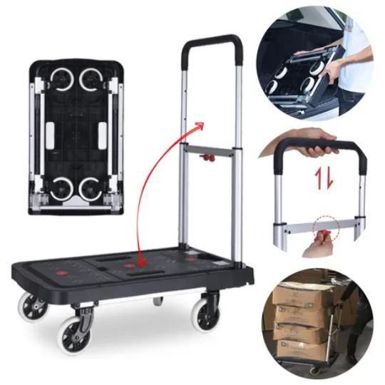 Carrinho De Carga Plataforma Dobrável Roda De Silicone 150kg Menor preço em Carrinho De Carga Plataforma Dobrável Roda De Silicone 150kg