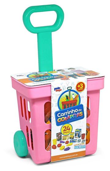 Imagem de Carrinho De Compras Infantil Supermercado Acessórios Menina