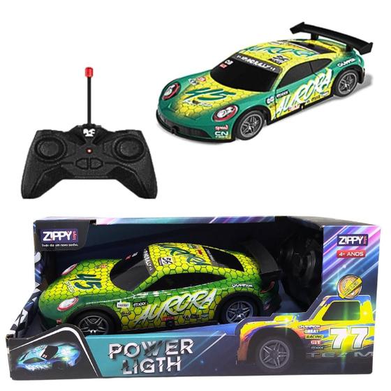 Imagem de Carrinho de Controle Power Light 7 Verde 1:24 Branco Zippy